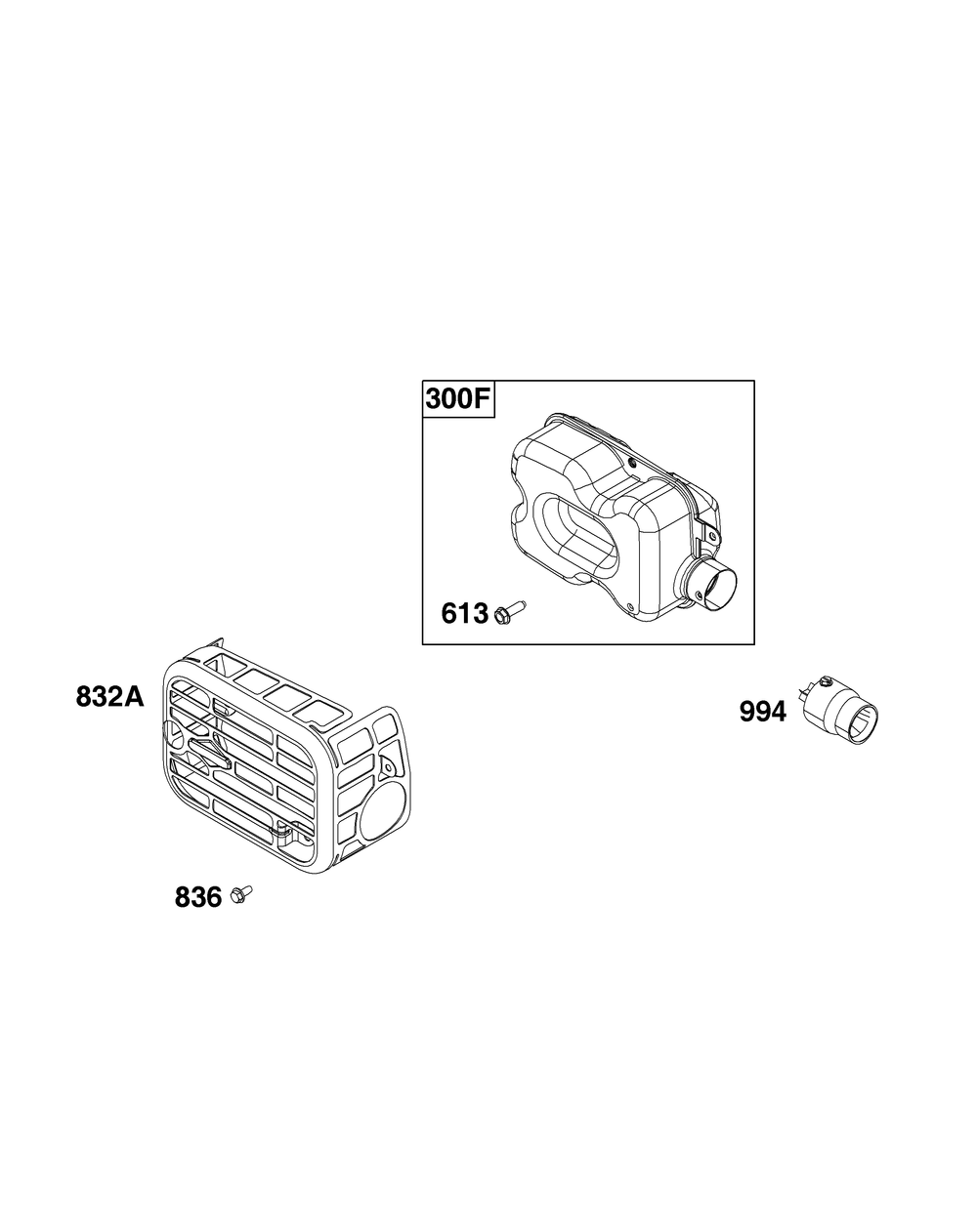 Exhaust Group Diagram and Parts List for 104M02-0290-F1 100000 - 19Z999 Briggs and Stratton Engine